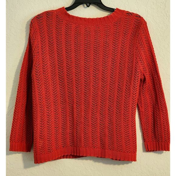 SWEATER-JONES NEW YORK SIGNATURE PETITE-Rust-Chevron Stitch-SIZE P-SML - Picture 2 of 16